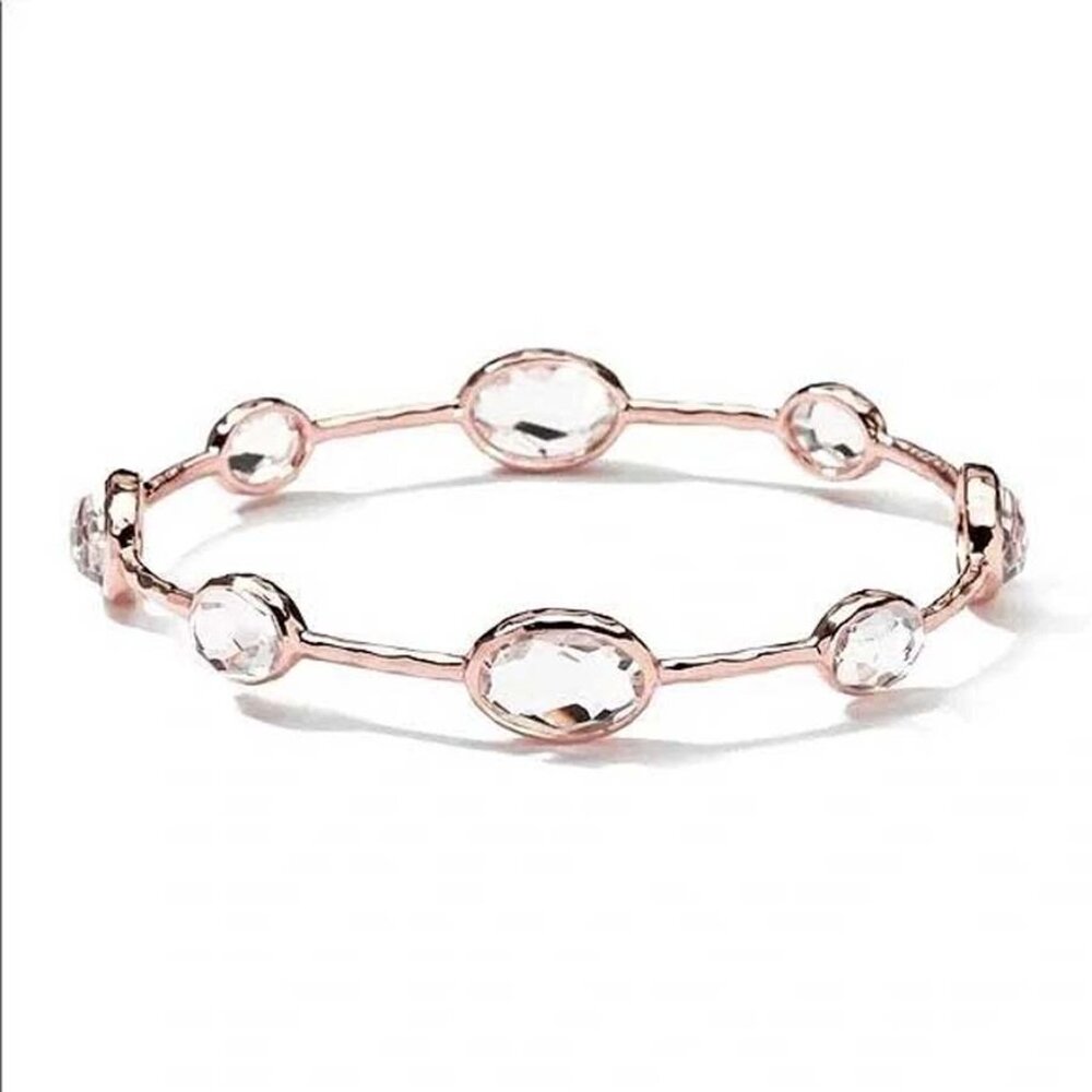 $1195 IPPOLITA 18k ROSE Gold Sterling Silver Rock Candy Quartz Bangle Bracelet